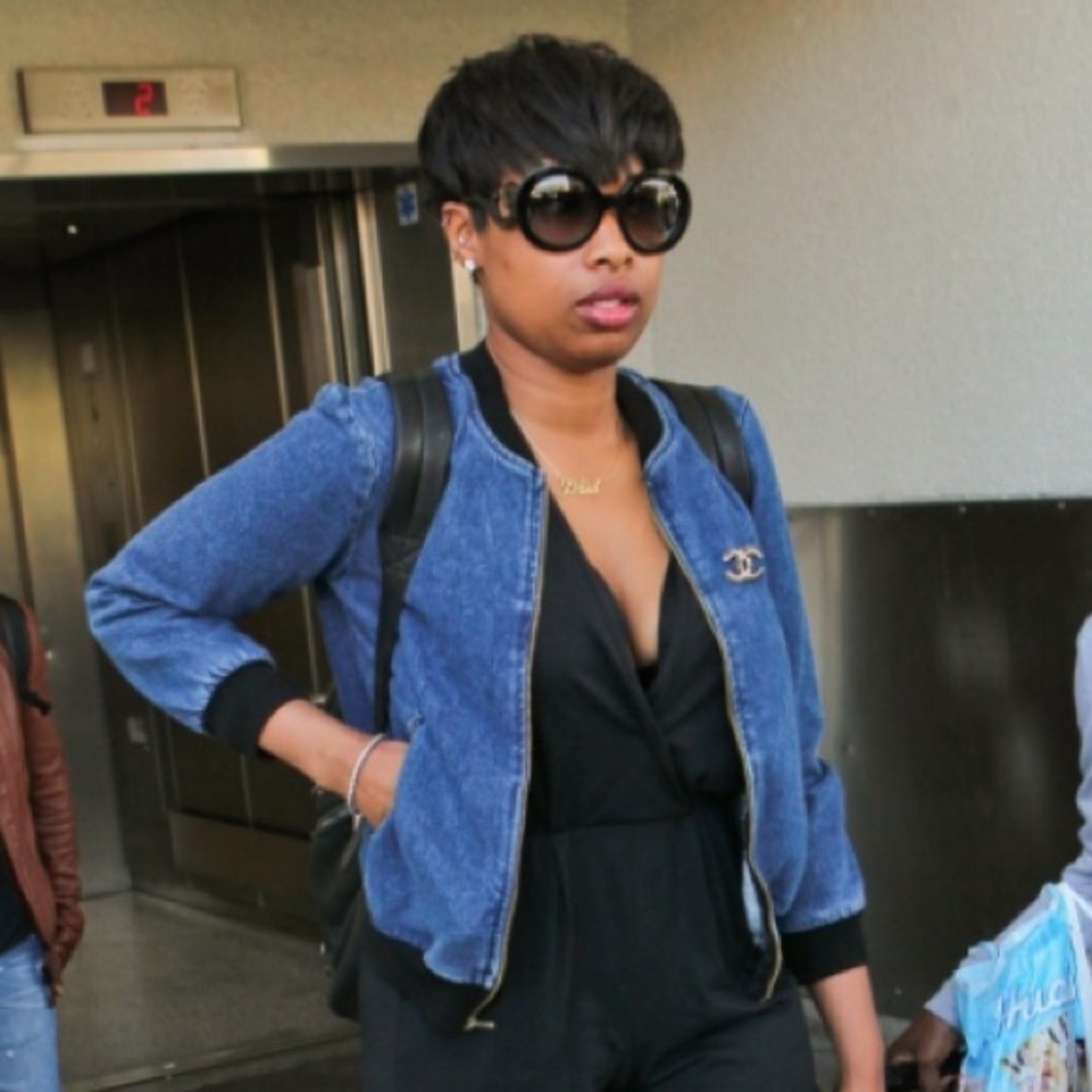 李Nordstrom Halogen Denim Bomber Jacket Medium - Picture 4 of 7